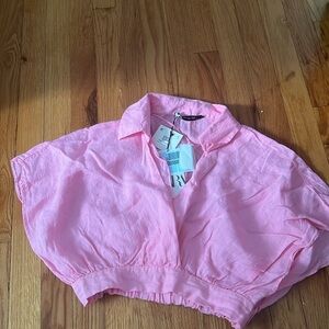 Crop top linen from zara  brand new with tags